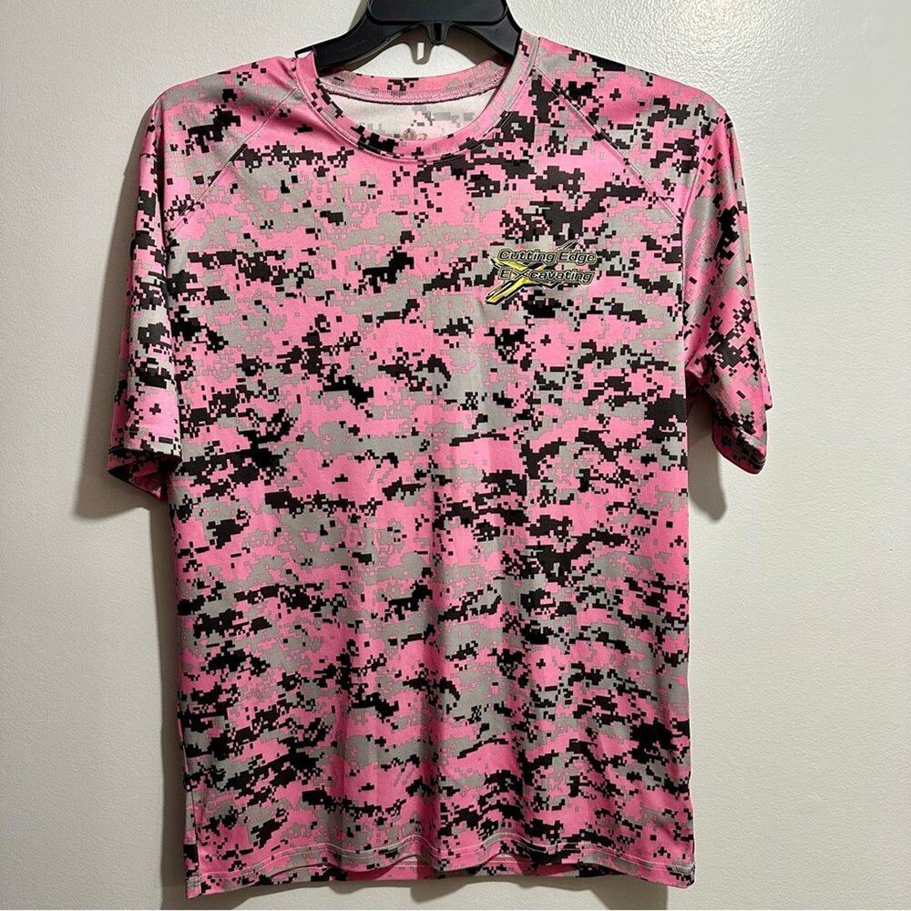 Badger Sport Pink Camo Graphic Performance Tee Shirt Size L (972)